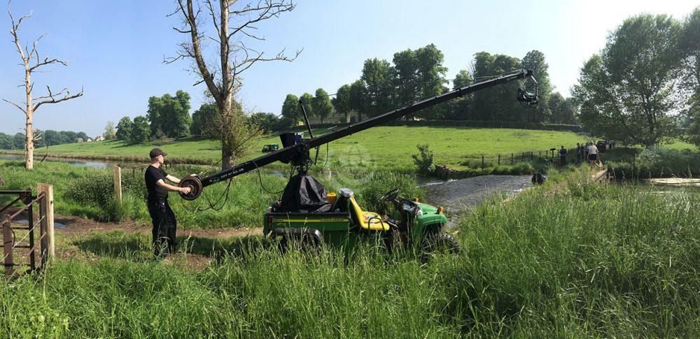 Off Road Jib mobile hydraulic system mount camera by river