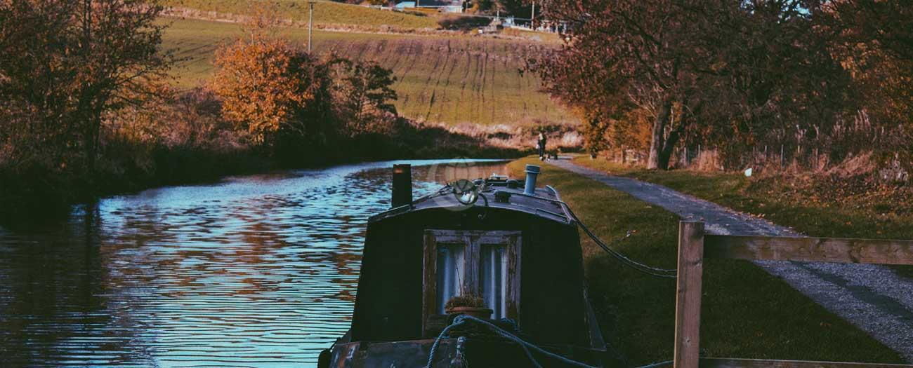Moored canal boat