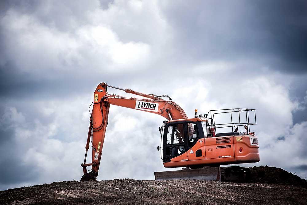 Red excavator in Sierra Leone