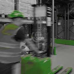 Hydraulics for forklift trucks man with forklift truck