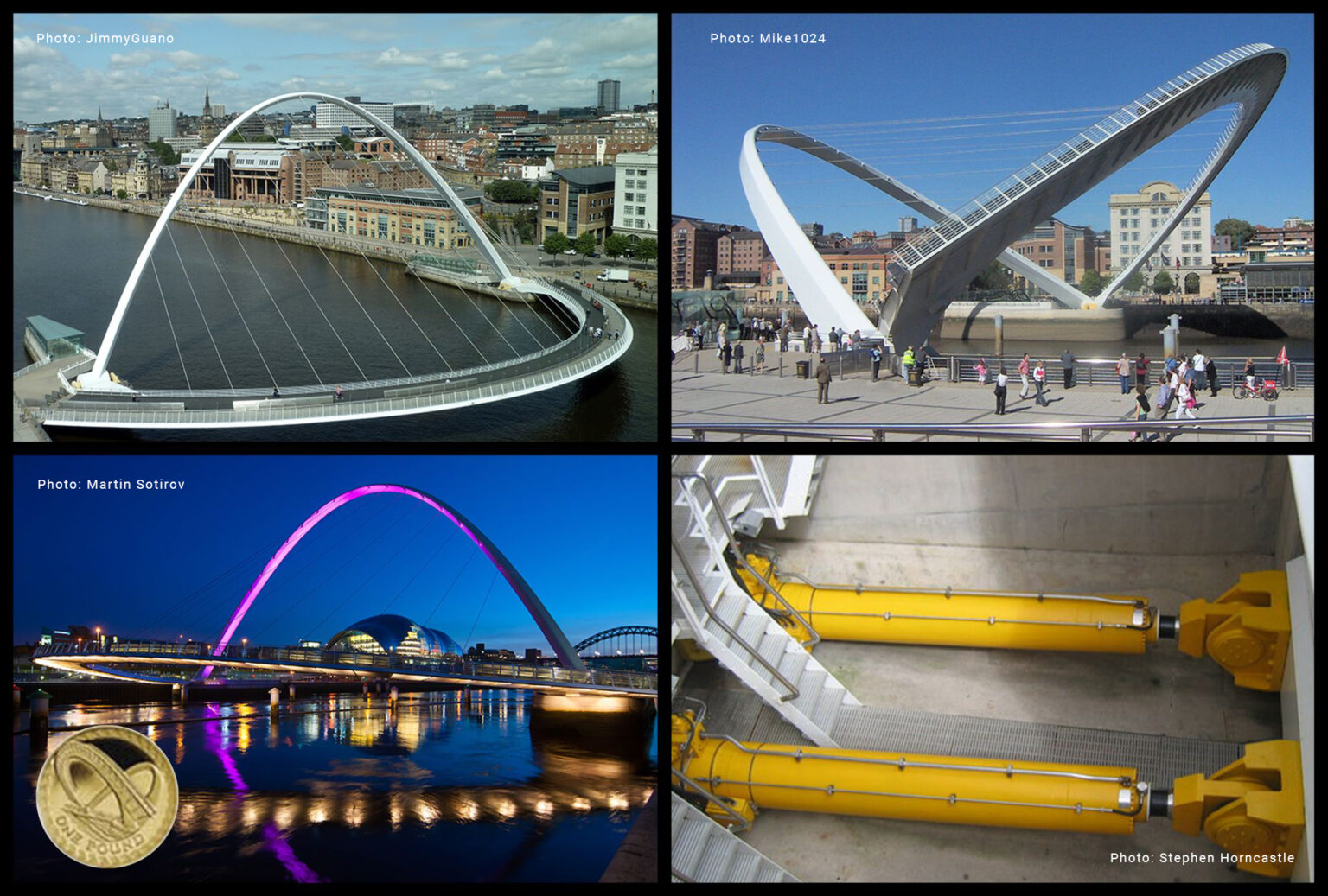 Gateshead Bridge hydraulic landmarks in the UK