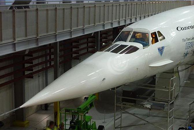 Duxford Concorde at IWM. nose up, screen visor down