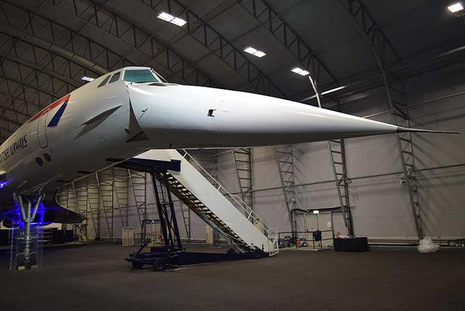 manchester concorde G-BOAC droop-nose in hanger.