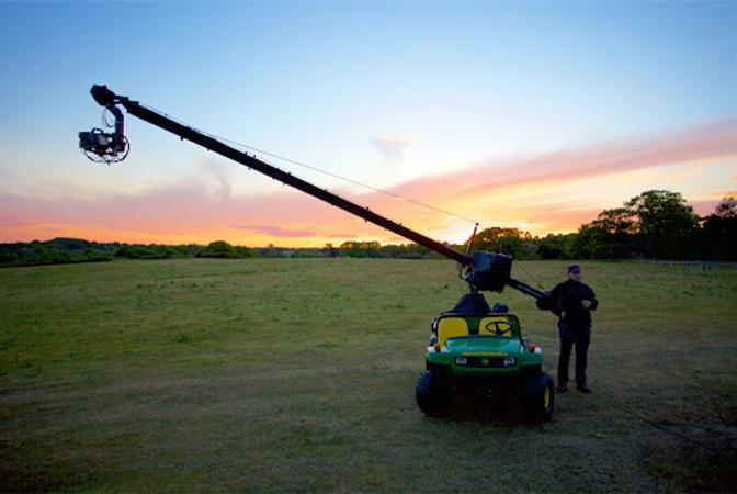 off-road jib. self-levelling tv camera jib mounted to off-road vehicle.